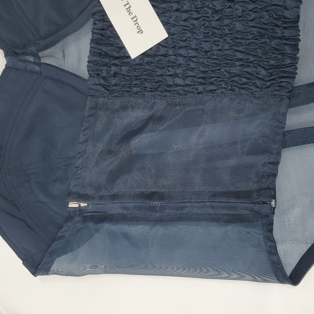 The Drop womens Sky Captain Organza Corset by @signedblakeBlouses ~ Blue - Picture 16 of 16